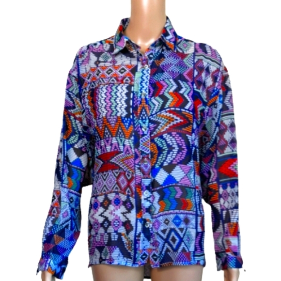 Mara Hoffman Button Down Silk Cutout Blouse Small - Picture 9 of 10